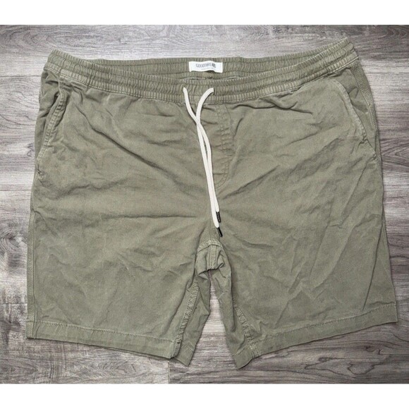 Goodthreads Green Pull On Drawstring Men's Shorts Cotton Size XL 4 Pockets - Picture 2 of 5